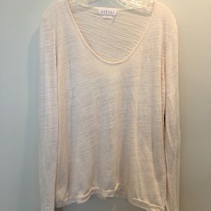 Velvet Cream Scoop Neck Slub Tee, Cream, NWT, XL
